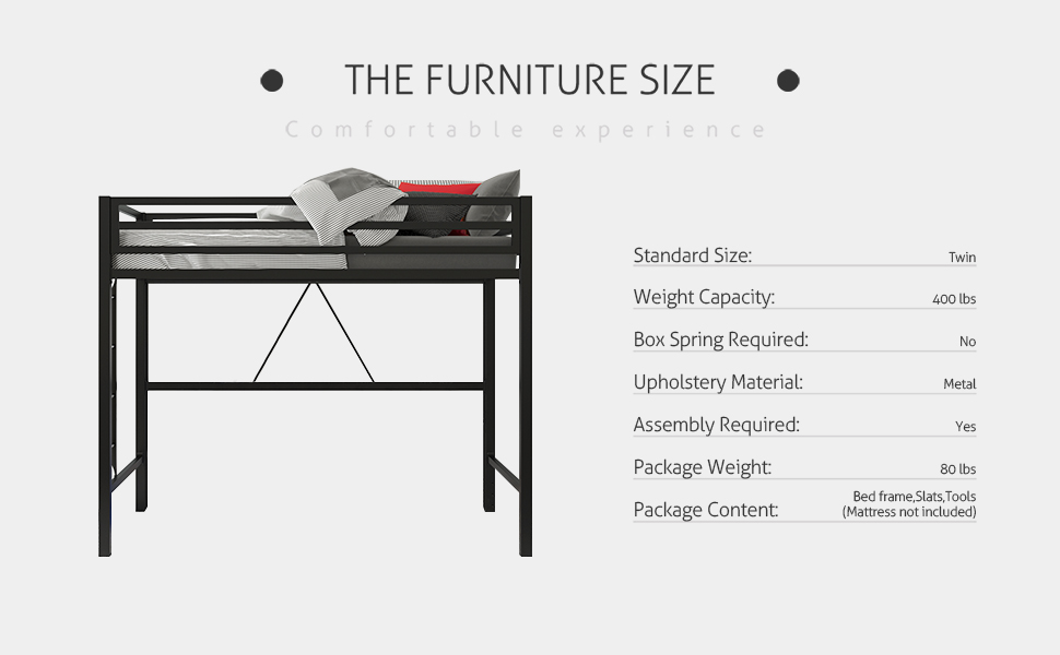 Metal Twin Loft Bed with Stairs & Safety Guardrail – SHA CERLIN